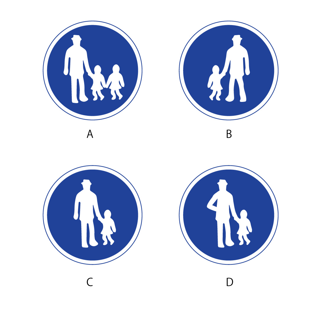 歩行者専用標識はどれ？図形クイズ